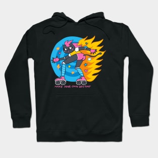 RAD Girl Cat on Rollerskates, Retro Style Hoodie